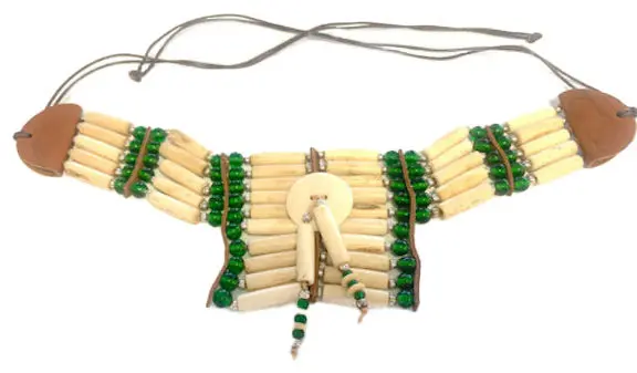 Green Small Indian Style Buffalo Bone Breast Chest Plate With Dreamcatcher( Sold By The Piece) 1