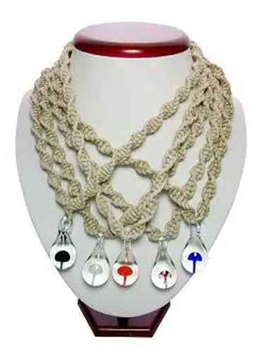 Glass Mushroom Hemp Necklaces 1