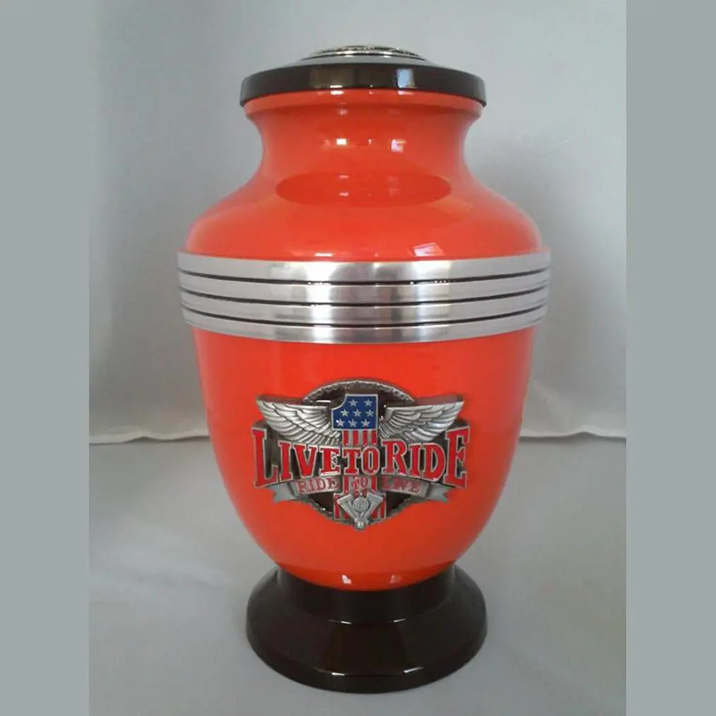 Biker Cremation Urn—Orange 2
