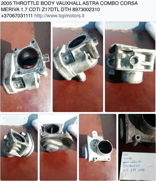 2005 Throttle Body Vauxhall Astra Combo Corsa Meriva 1.7 Cdti Z17dtl Dth 8973002310 1