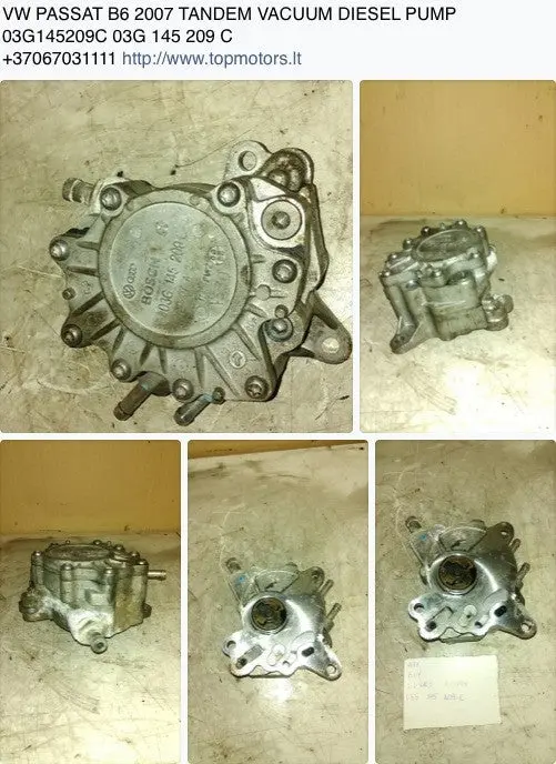 Vw Passat B6 2007 Tandem Vacuum Diesel Pump 03G145209c 03G 145 209 C 1