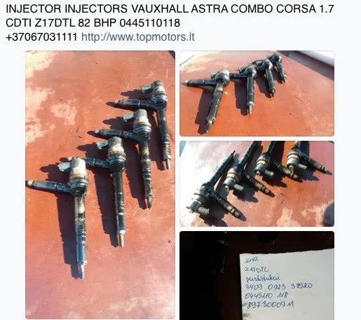 2004 Injector Injectors Vauxhall Astra Combo Corsa 1.7 Cdti Z17dtl 82 Bhp 0445110118 1