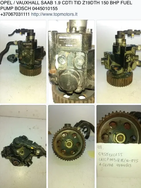 Opel / Vauxhall Saab 1.9 Cdti Tid Z19dth 150 Bhp Fuel Pump Bosch 0445010155 1