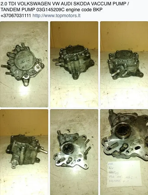 2.0 Tdi Volkswagen Vw Audi Skoda Vaccum Pump /Tandem Pump 03G145209c Engine Code Bkp +37067031111 Http://Www.Topmotors.Lt 1
