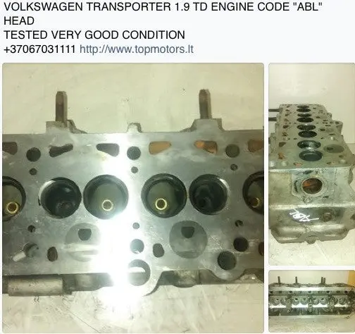 Volkswagen Transporter Engine Code "Abl" 1.9 Turbo Diesel Engine Head 1