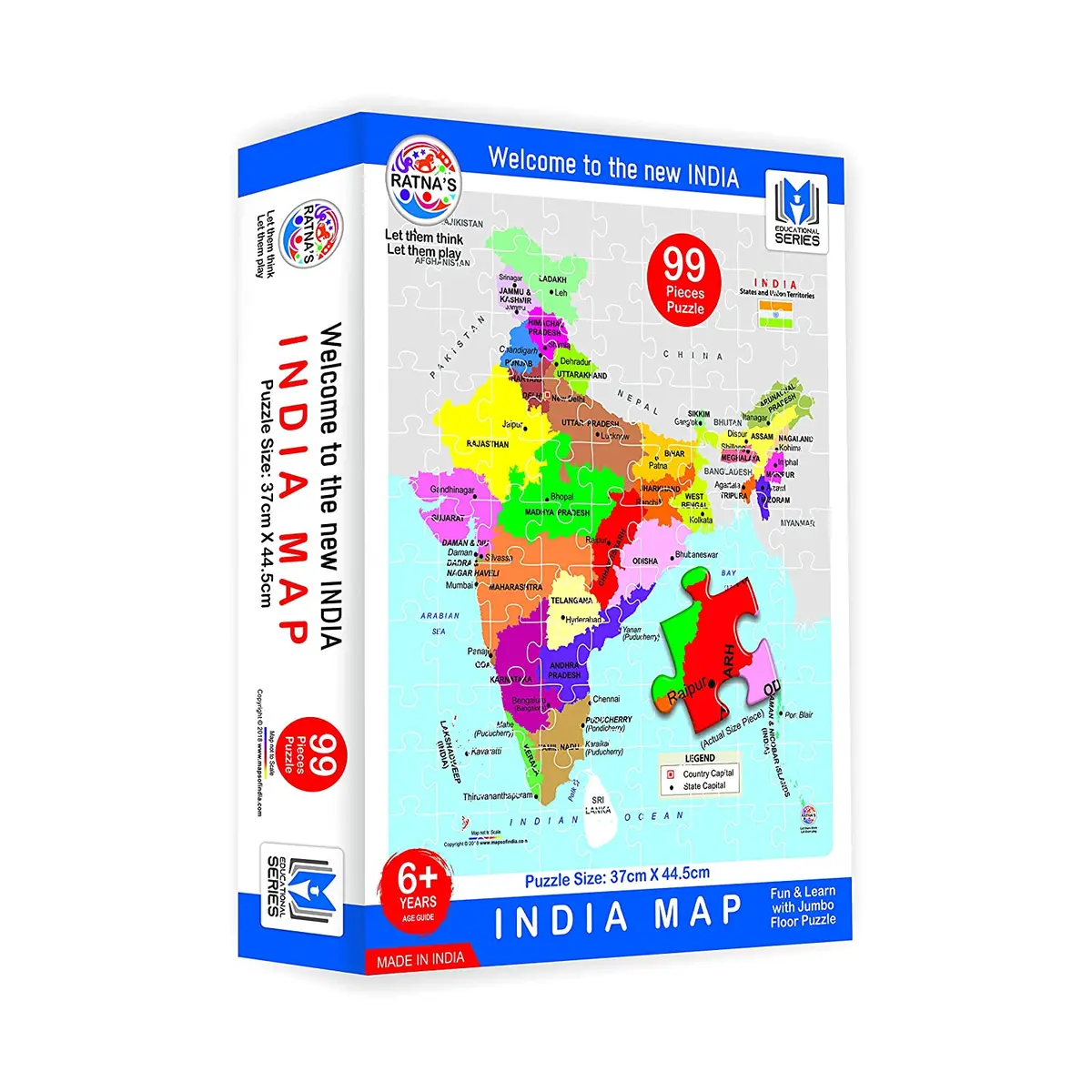 Ratna's Educational Jigsaw Puzzle Range For Kids (Welcome To The New India Map) 1