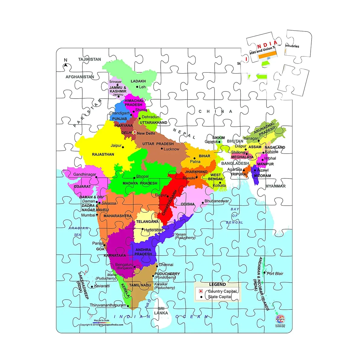 Ratna's Educational Jigsaw Puzzle Range For Kids (Welcome To The New India Map) 2