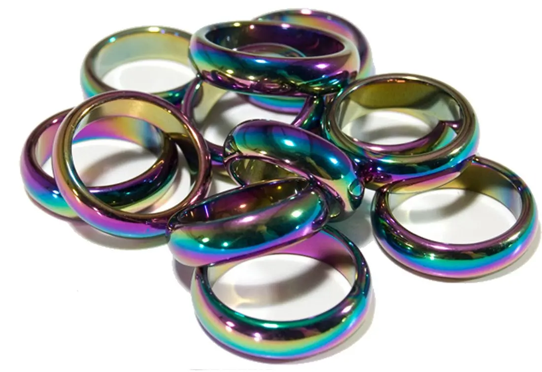 Rainbow Hematite Stone Rings (Sold By The Piece) 1