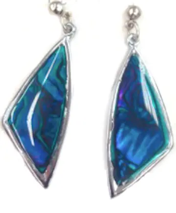 Wing Shaped Paua Shell Earrings ( Sold By The Pair) 1