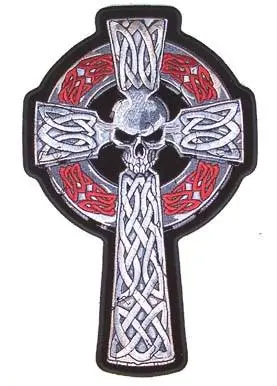 Jumbo Celtic Cross W Skull Head Patch 1