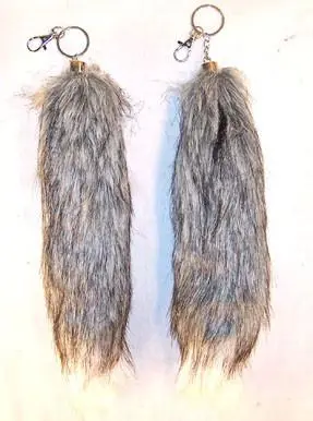Dark Brown White Tip Fox Tail Key Chian 1