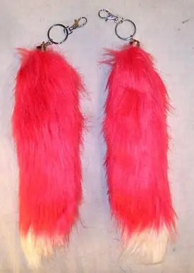 Hot Pink White Tip Fox Tail Key Chian 1