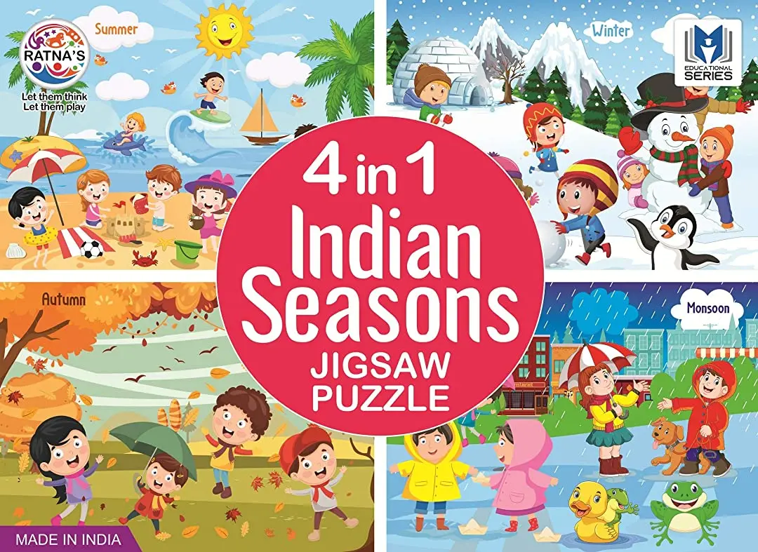 Ratna's 4 In 1 Indian Seasons Best Exciting Theme Baby/Infants Jigsaw Puzzle For Kids. 35 Pieces Each 36 Months & Up - 40 Pcs Puzzle 1