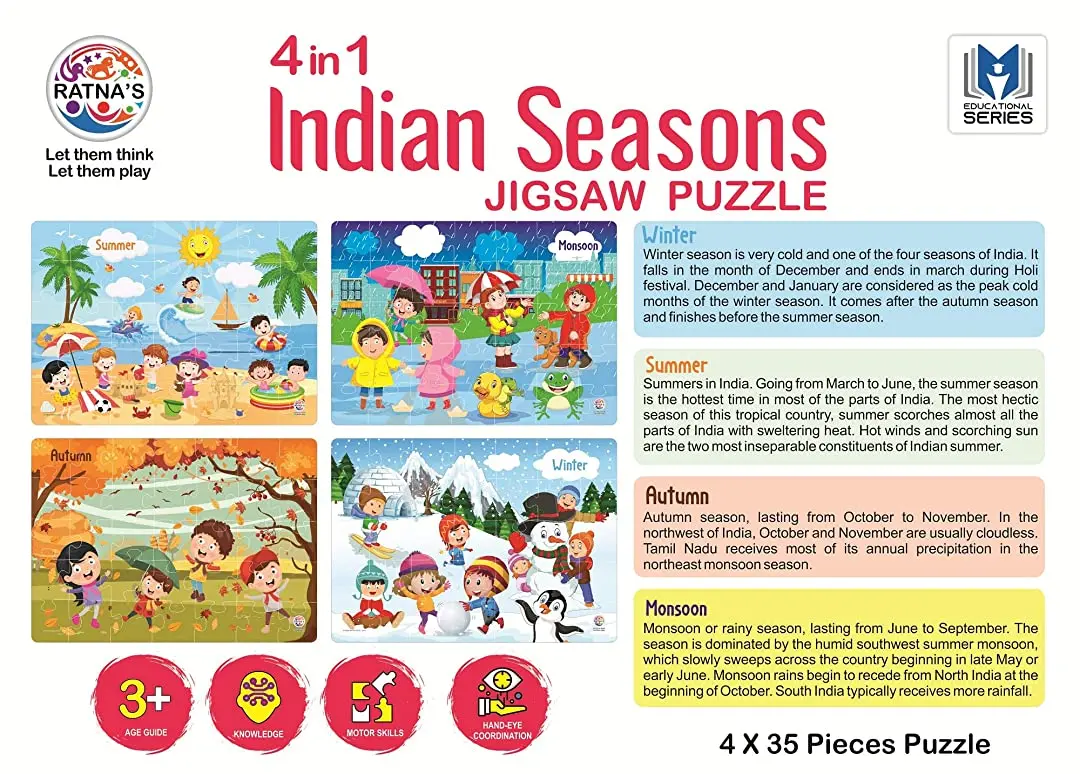 Ratna's 4 In 1 Indian Seasons Best Exciting Theme Baby/Infants Jigsaw Puzzle For Kids. 35 Pieces Each 36 Months & Up - 40 Pcs Puzzle 2