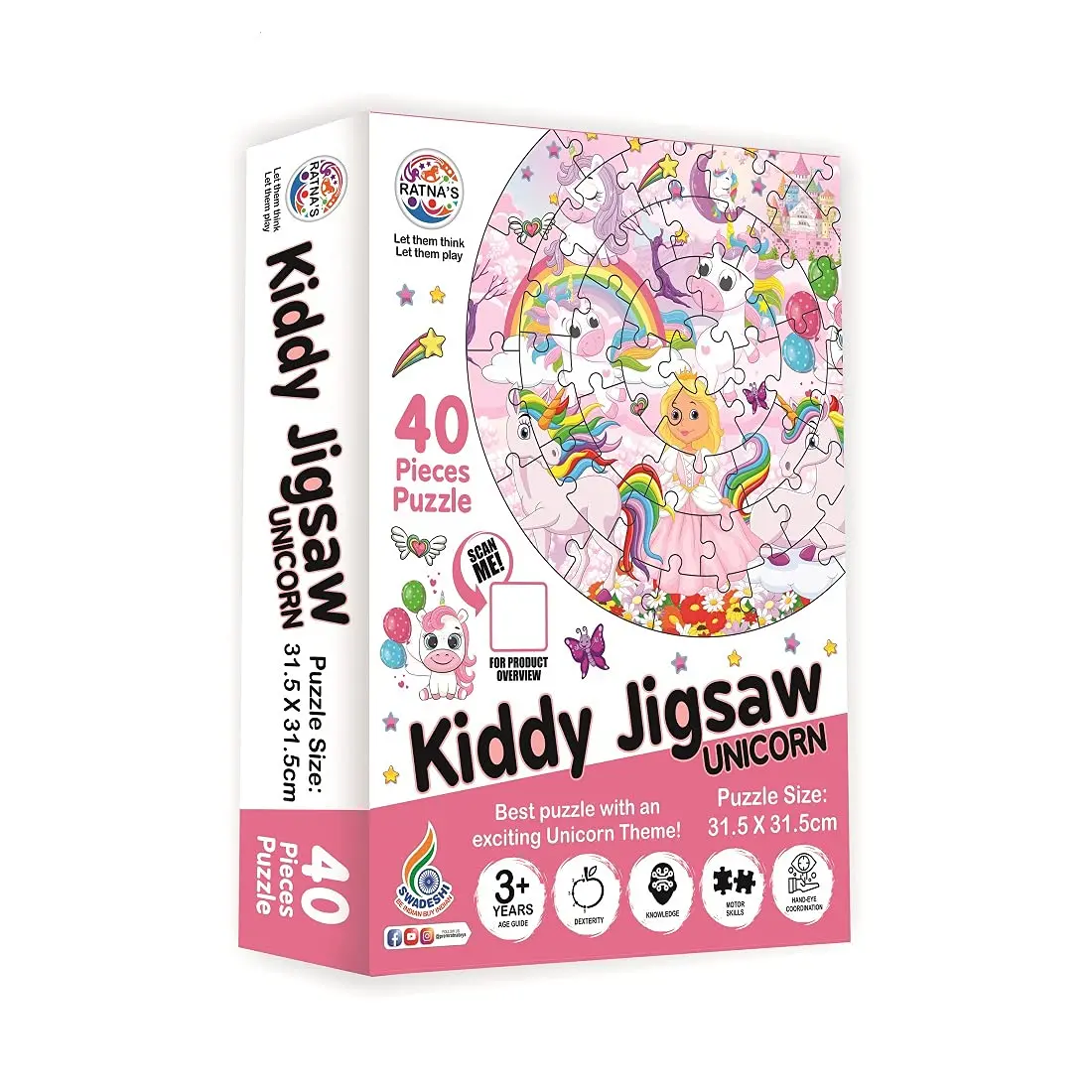 Ratna's Baby Boys & Girls Kiddy Unicorn 40 Pcs Round Jigsaw Puzzle For Kids 36 Months & Up 1
