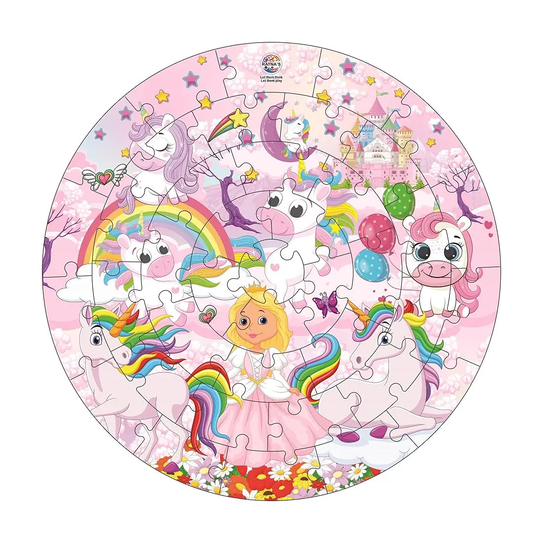 Ratna's Baby Boys & Girls Kiddy Unicorn 40 Pcs Round Jigsaw Puzzle For Kids 36 Months & Up 2
