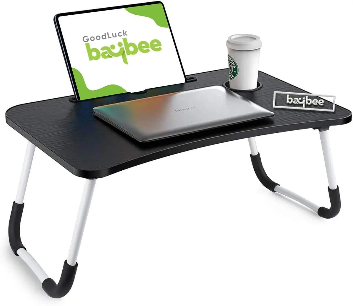 Zedo Foldable Laptop Table With Dock Stand & Cup Holder | Adjustable | Multi-Purpose Study Table | Bed Table | Table For Home | Rounded Edges | Non-Slip Legs 1