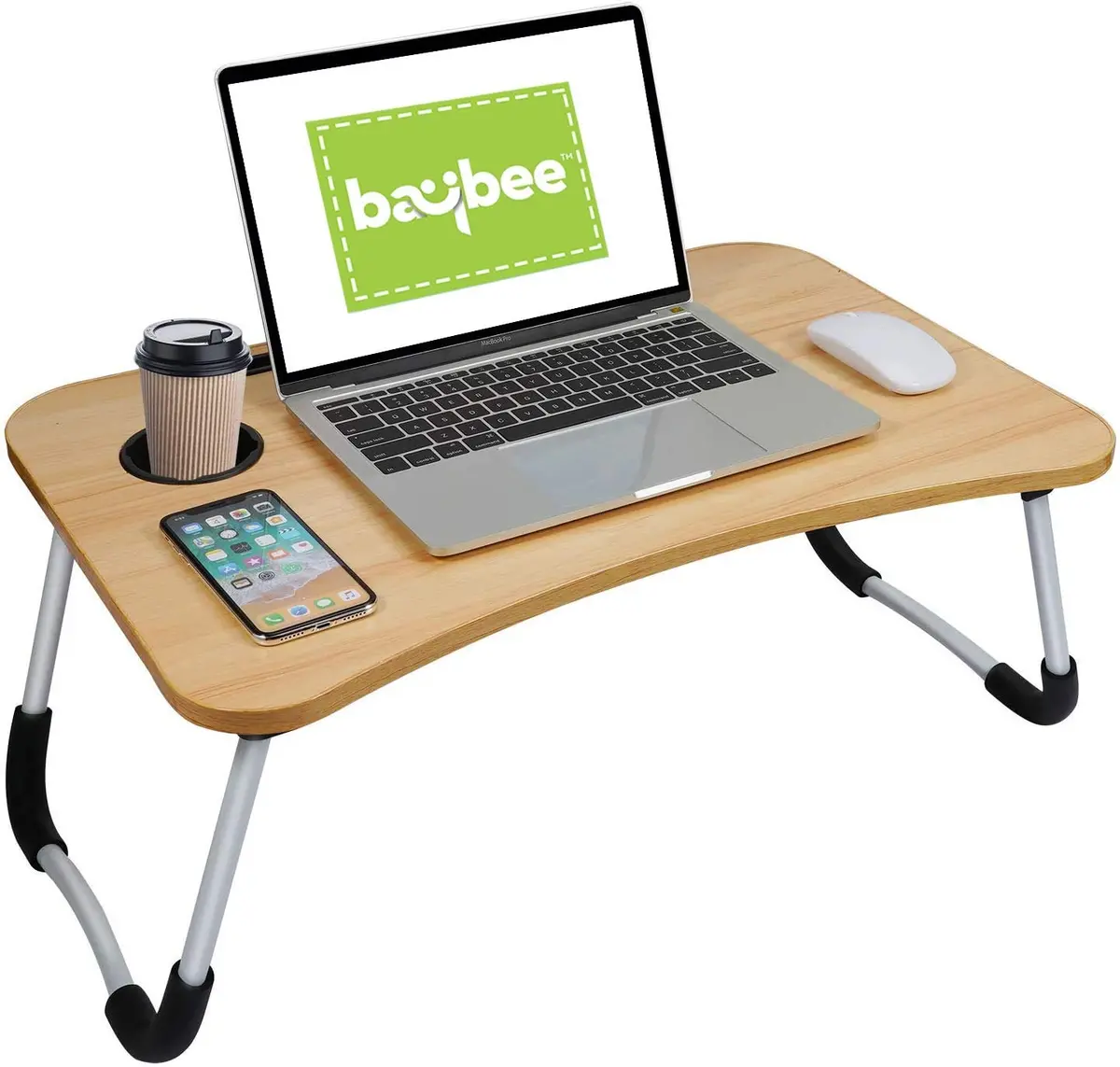 Zedo Foldable Laptop Table With Dock Stand & Cup Holder | Adjustable | Multi-Purpose Study Table | Bed Table | Table For Home | Rounded Edges | Non-Slip Legs 2