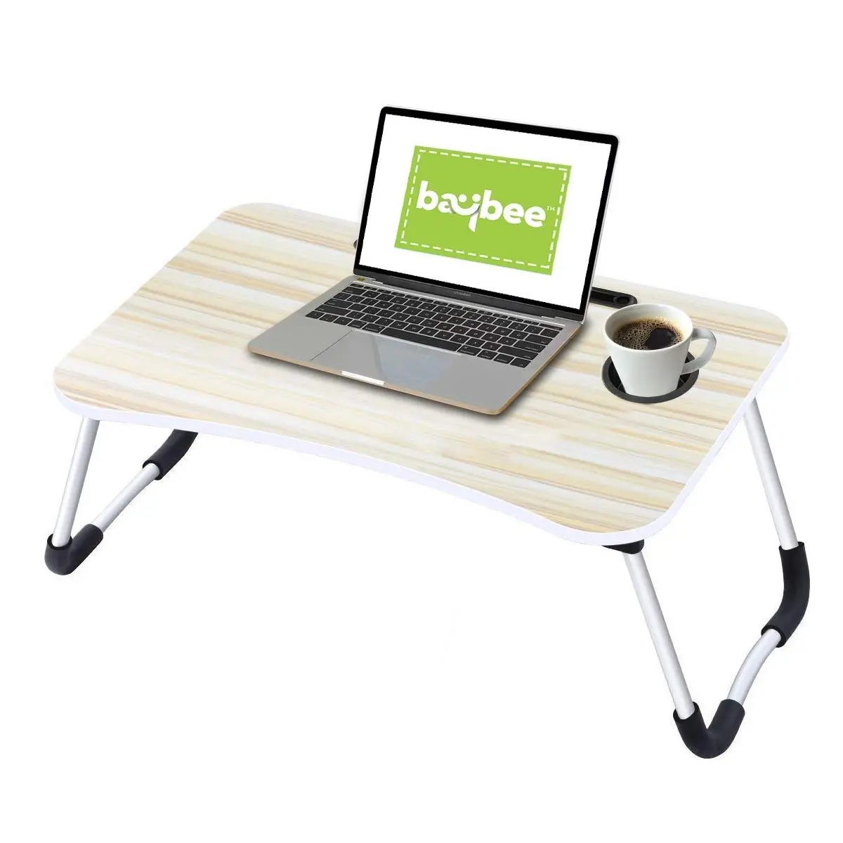 Zedo Foldable Laptop Table With Dock Stand & Cup Holder | Adjustable | Multi-Purpose Study Table | Bed Table | Table For Home | Rounded Edges | Non-Slip Legs 3