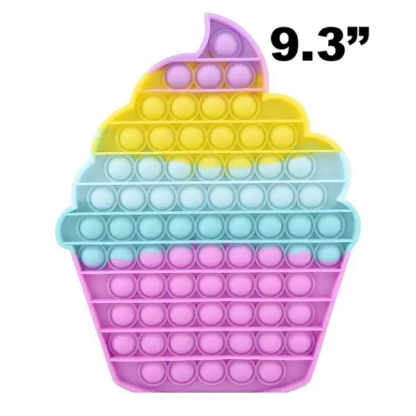 9.3" Pastel Cupcake Bubble Pop It Silicone Stress Reliever Toy (Sold By The Piece ) 1