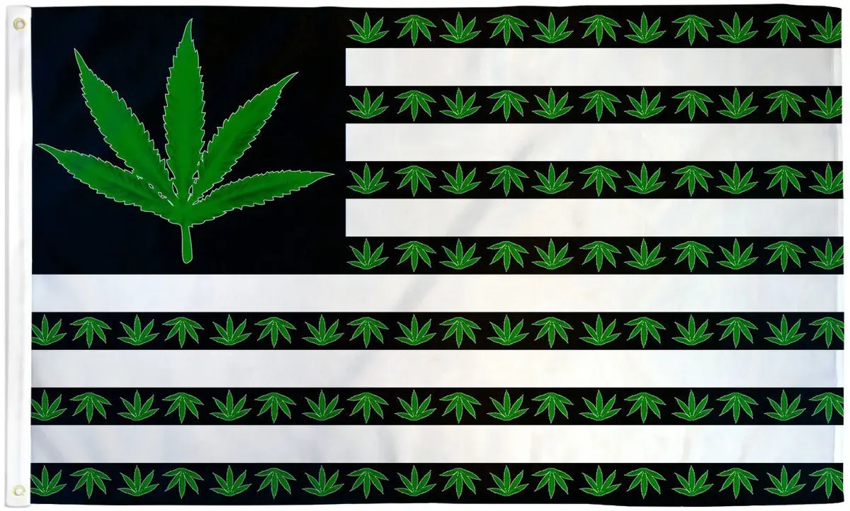 Green Pot Leaf Usa Marijuana (3Ft X 5Ft) Flag 1