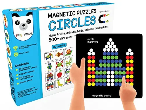 Play Panda Magnetic Puzzles : Circles With 250 Colorful Magnets, Magnetic Board, 100 Puzzles And Display Stand 1
