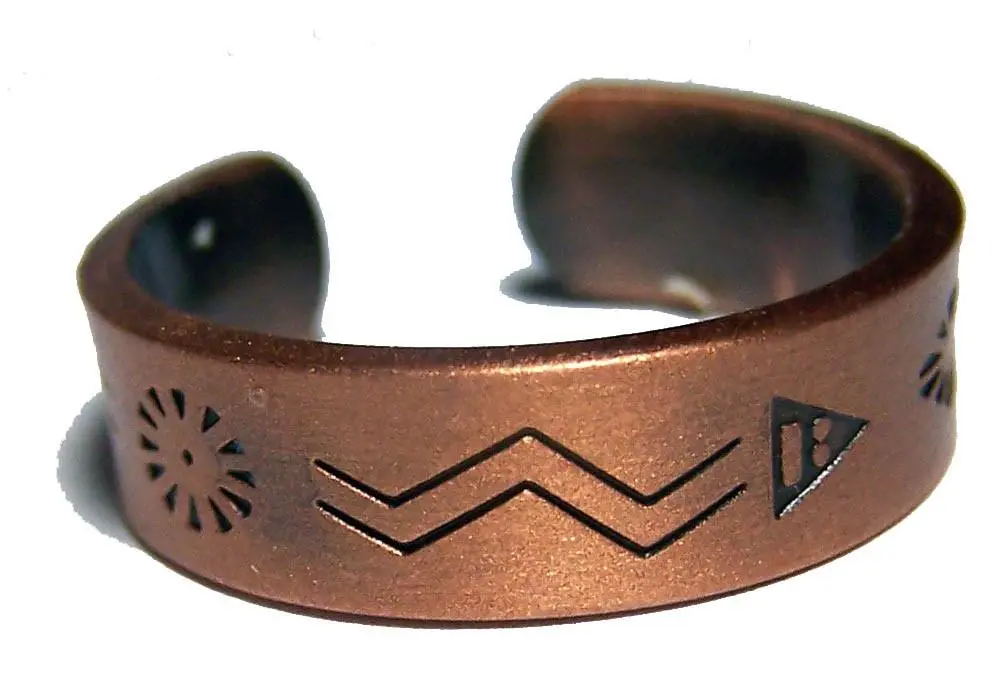 Pure Heavy Copper Style # D Native Symbols Ring 1