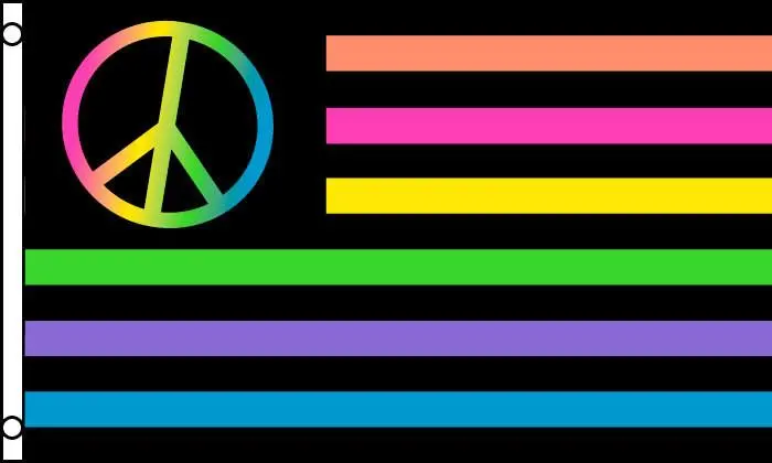 Neon Rainbow Peace Sign Usa (3Ft X 5Ft) Flag 1
