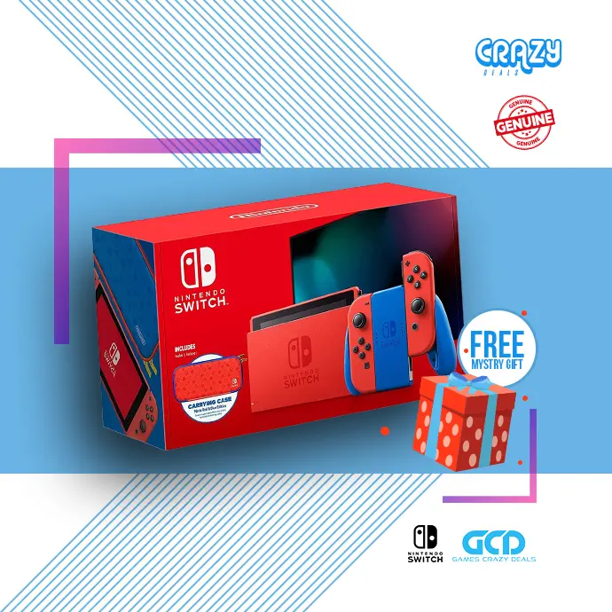 Nintendo Switch Console Mario Red & Blue Special Edition (Export Set) + 1 Free Mystery Gift 1