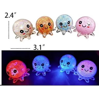 Light Up Jelly Bead Happy Octopus Stress Toy (Sold By The Piece Or Dozen) 1
