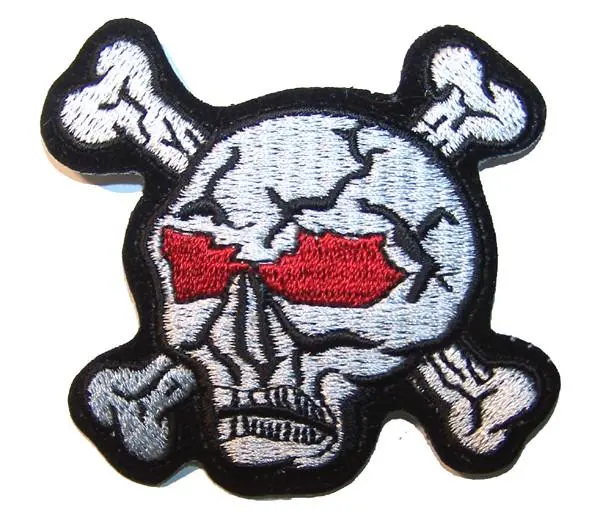 Skull X Bone 3  Inch Patch Red Eyes 1