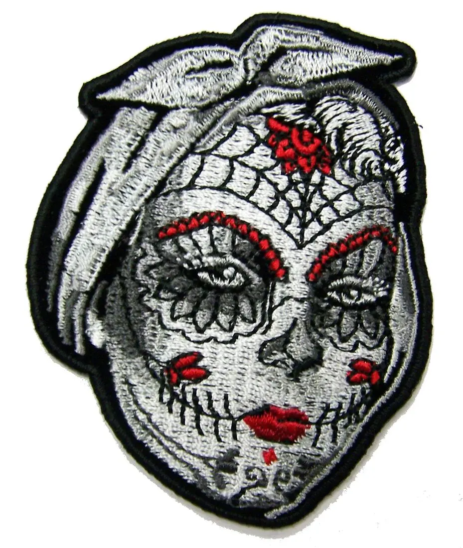 Sugar Skull Face Poster 3 Inch Embroidered Patch 1