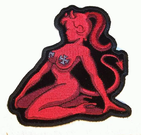 Devil Trucker Chick Embrodiered Patch 1
