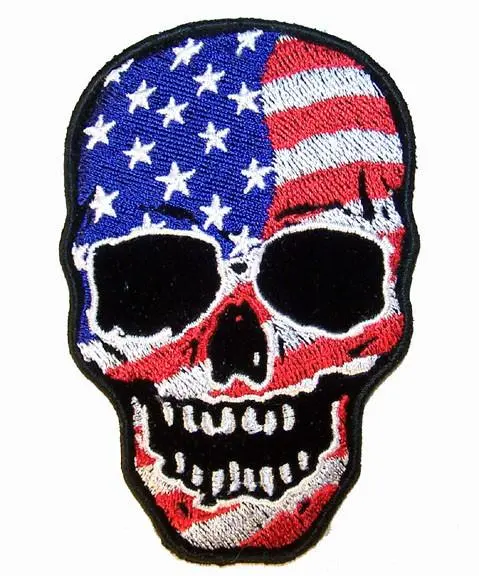 American Flag Skull 4 Inch Patch 1