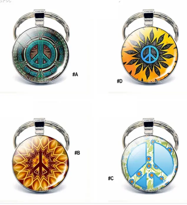 Peace Sign Silver  Keychains  (Sold By The Style Or Assorted) 5