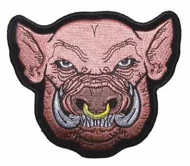 Pig / Boar With Nose Ring Embroidered Patch 1