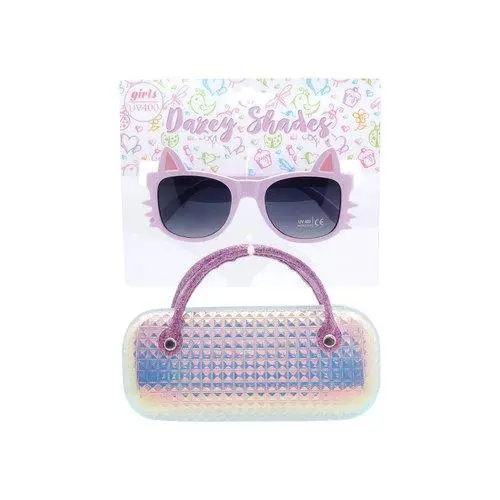 Pink Dazey Shades Tween Cat Shape Fashion Sunglasses With Case ( Sold By The Piece) 1