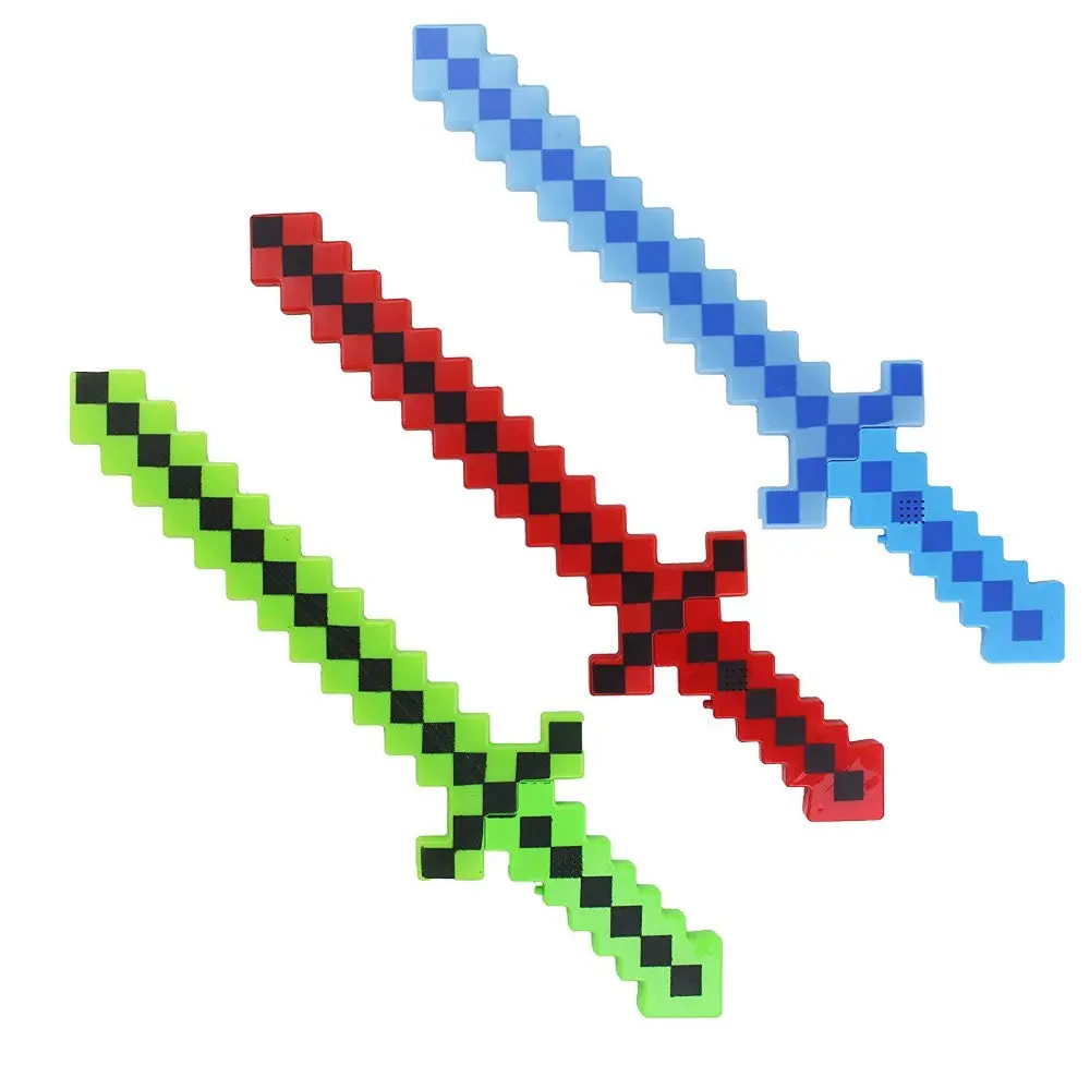 Asst Color 24"  Light Up Rainbow Pixel Sword With Sound (Sold By The Piece) 1
