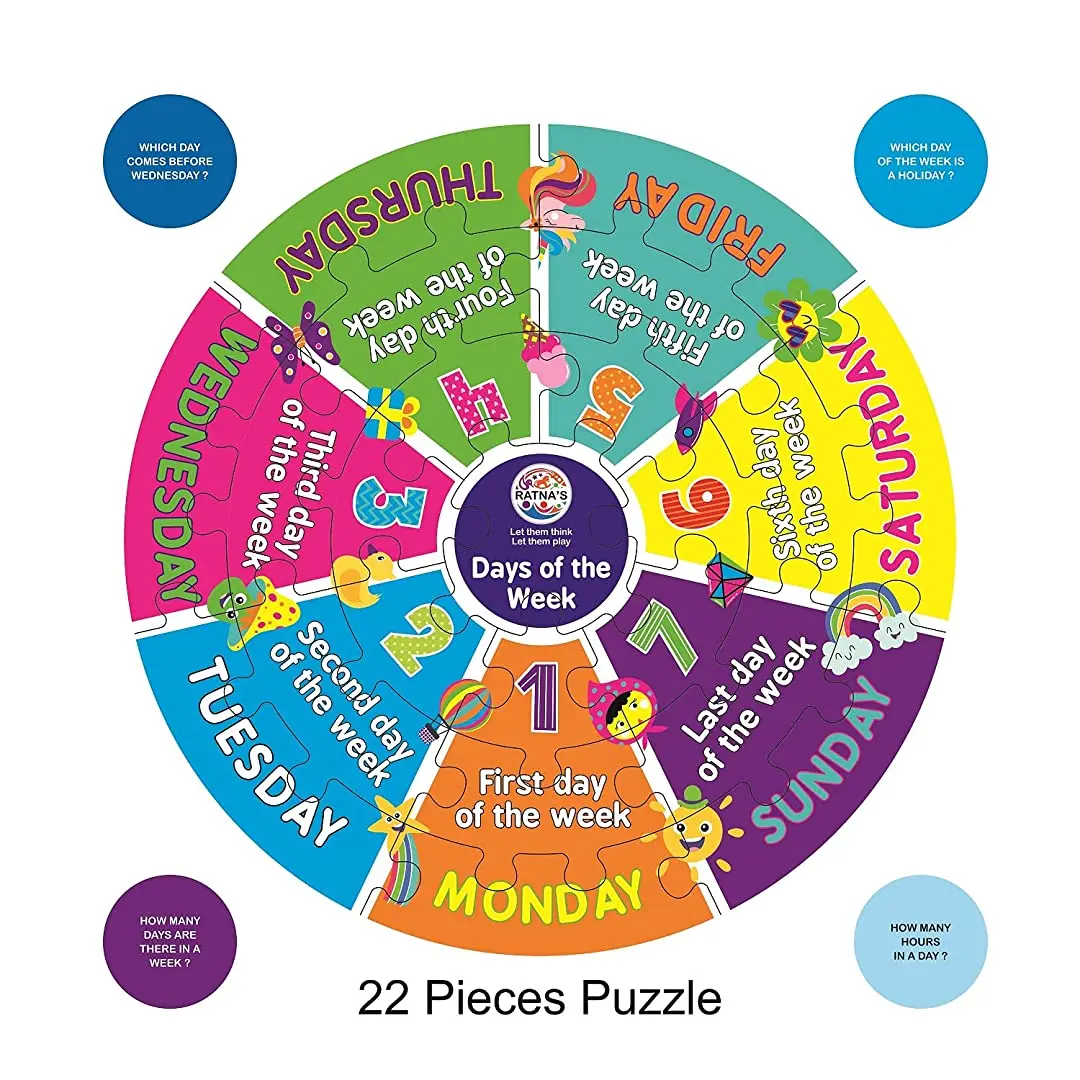 Ratna's Preschool Teacher 3 In 1 A Perfect Early Learner Jigsaw Puzzle For Kids 3 Years Up | Learn More About Days Of The Week, Months Of The Year & Different Indian Seasons 96 Pieces 1
