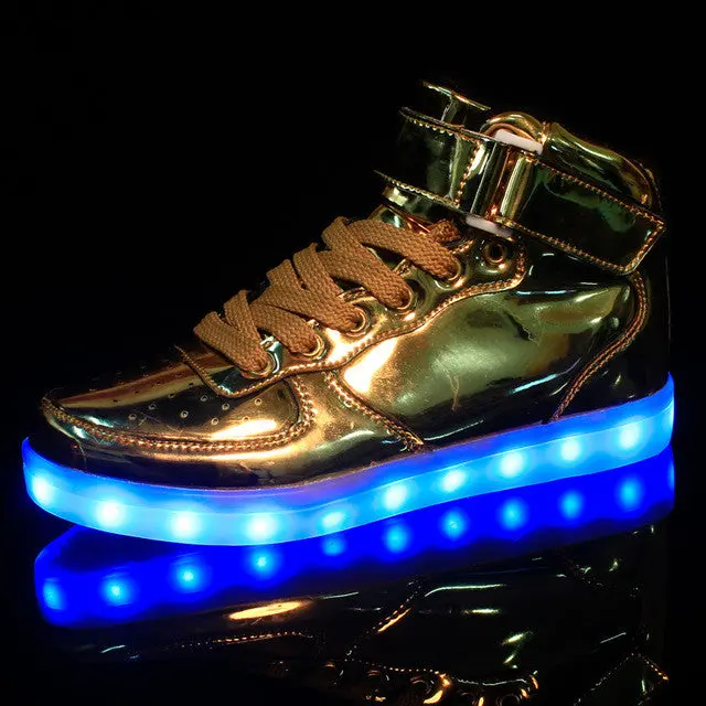LED Light-Up Sneakers – Glow-in-the-Dark Unisex Athletic Shoes with Golden or Silver Accents - Image 6