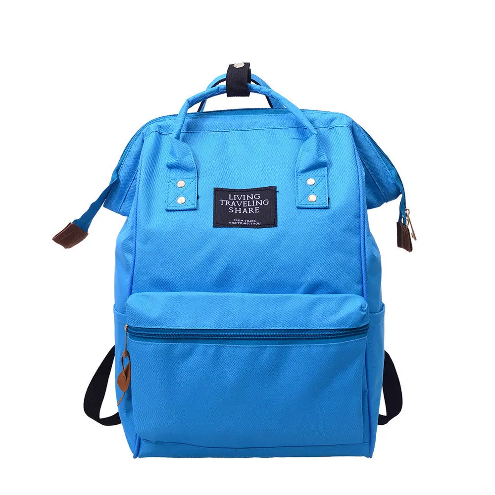 Unisex Solid Backpack School Travel Bag Double Shoulder Bag Zipper Bag 2