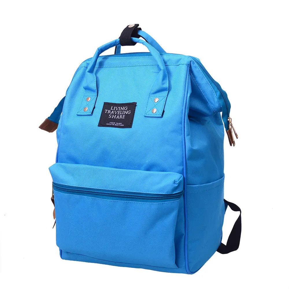 Unisex Solid Backpack School Travel Bag Double Shoulder Bag Zipper Bag 1