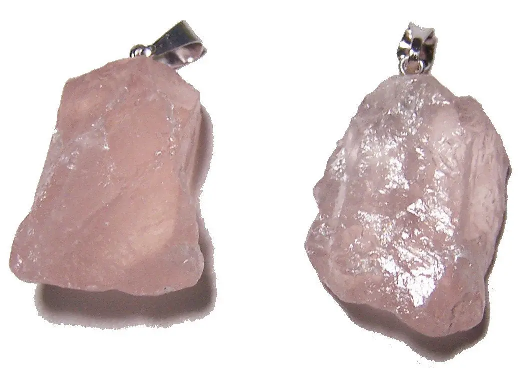 Rose Quartz Rough Natural Mineral Stone Pendant 1