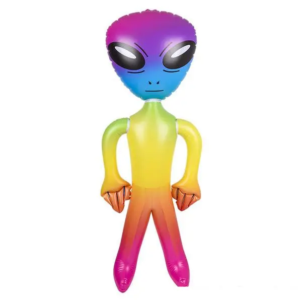 63" Large  Rainbow Color Alien Inflate  Inflatable Toy  (Sold By The Piece ) 1