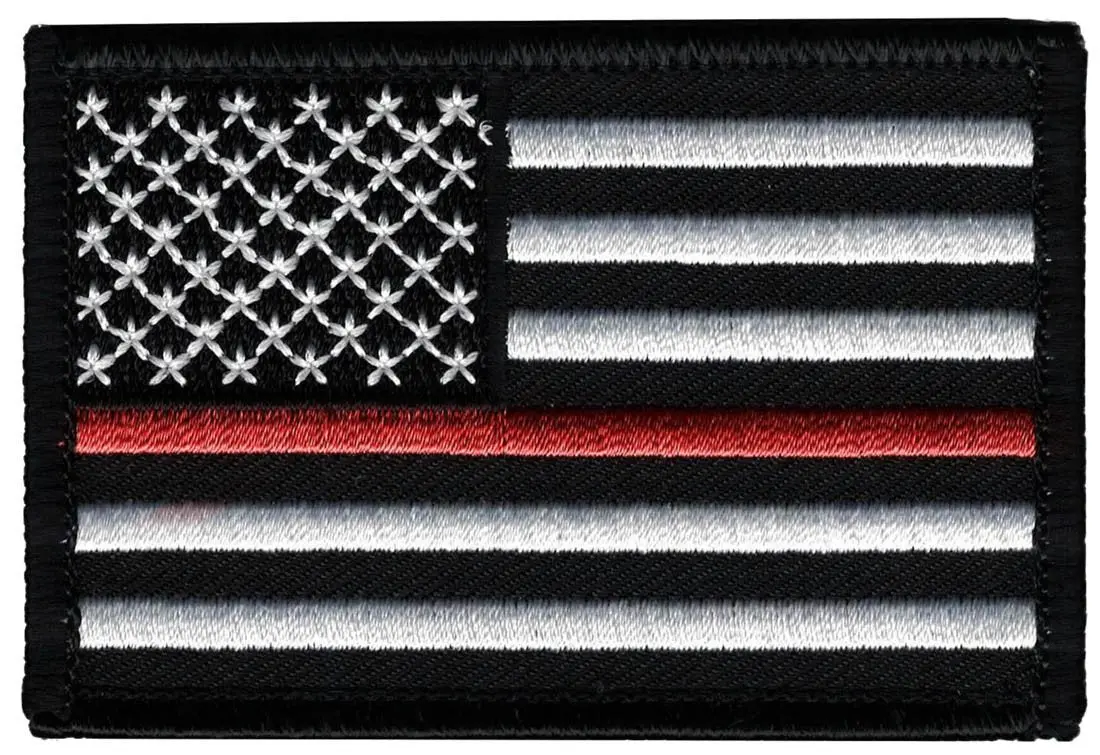 Thin Red Line American Flag 3 Inch Embroidered Patch 1