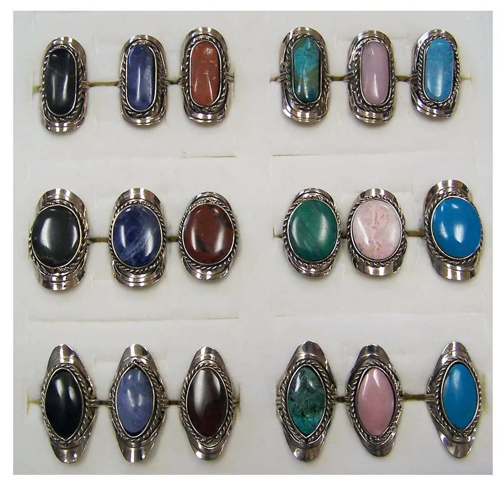 Alpaca Silver Real Stone Handcrafted Rings 1