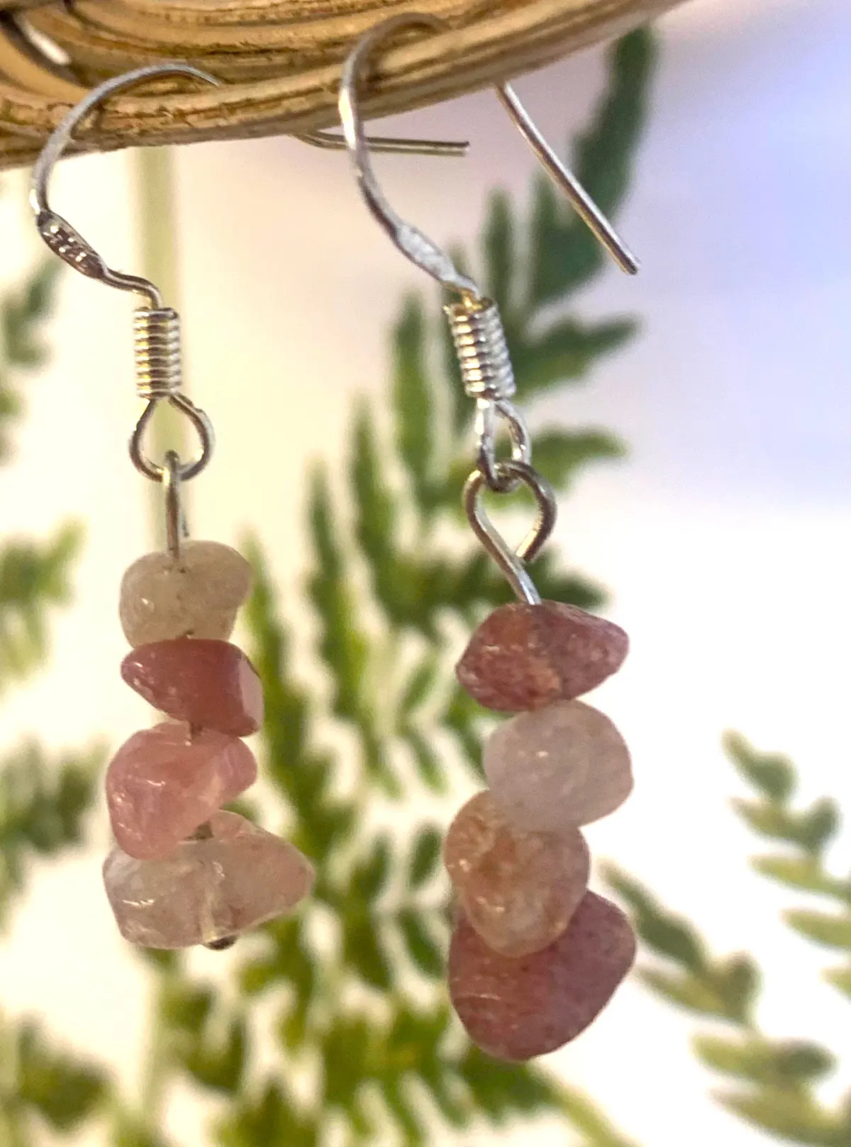 Rose Quartz Stone Earrings (Sold By The Pair) 1