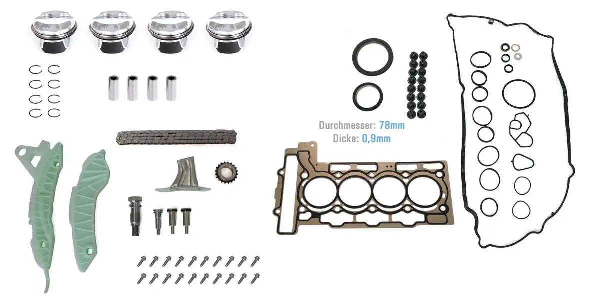 4 X Piston Oversize Std Standard Or +0.25 Mm Timing Chain Kit Mini Cooper One R56 Clubman R55 1.4 N12b14a N12 B14 N12b14  8Fs 8Fp 1