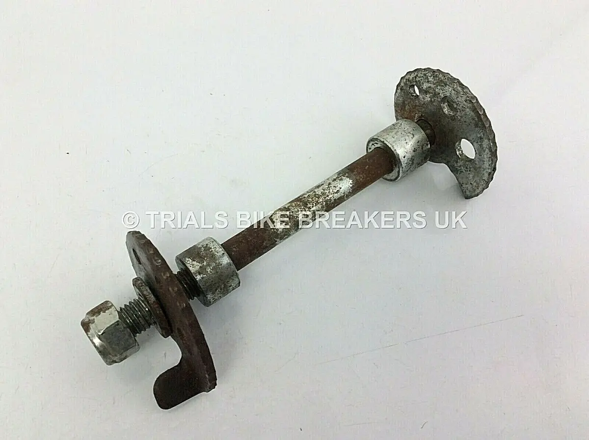 Beta Mini Trial Rear Axle Spindle With Snail Cams , Nut & Spacers 1