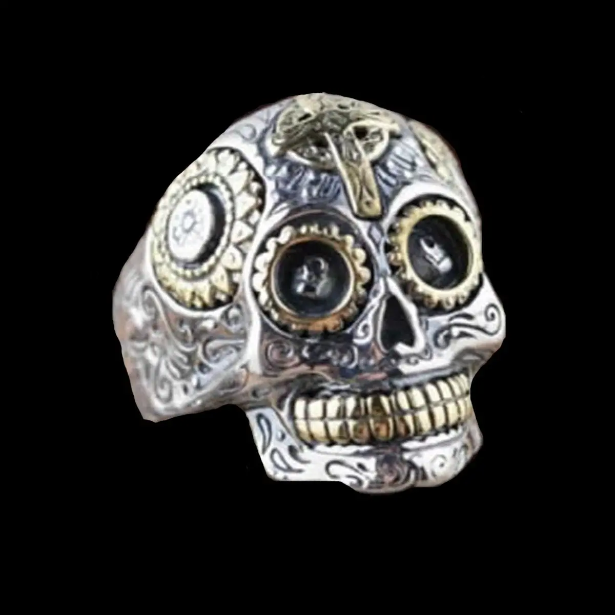 Silver Sugar Skull + Cross 1